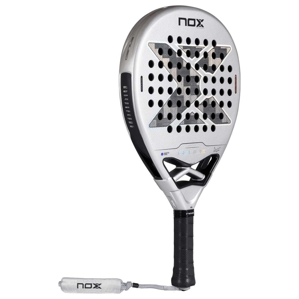 Pala de pádel NOX Genius 12K Alum XTREM by Agustín Tapia 2027, vista 3/4