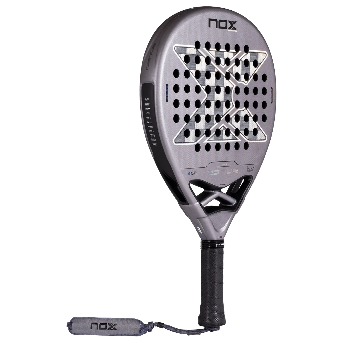 Pala de pádel NOX Genius 18K Alum by Agustín Tapia 2027, vista 3/4
