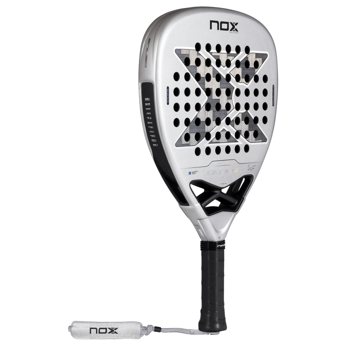 Pala de pádel NOX Genius Attack 12K Alum XTREM by Agustín Tapia 2027, vista 3/4