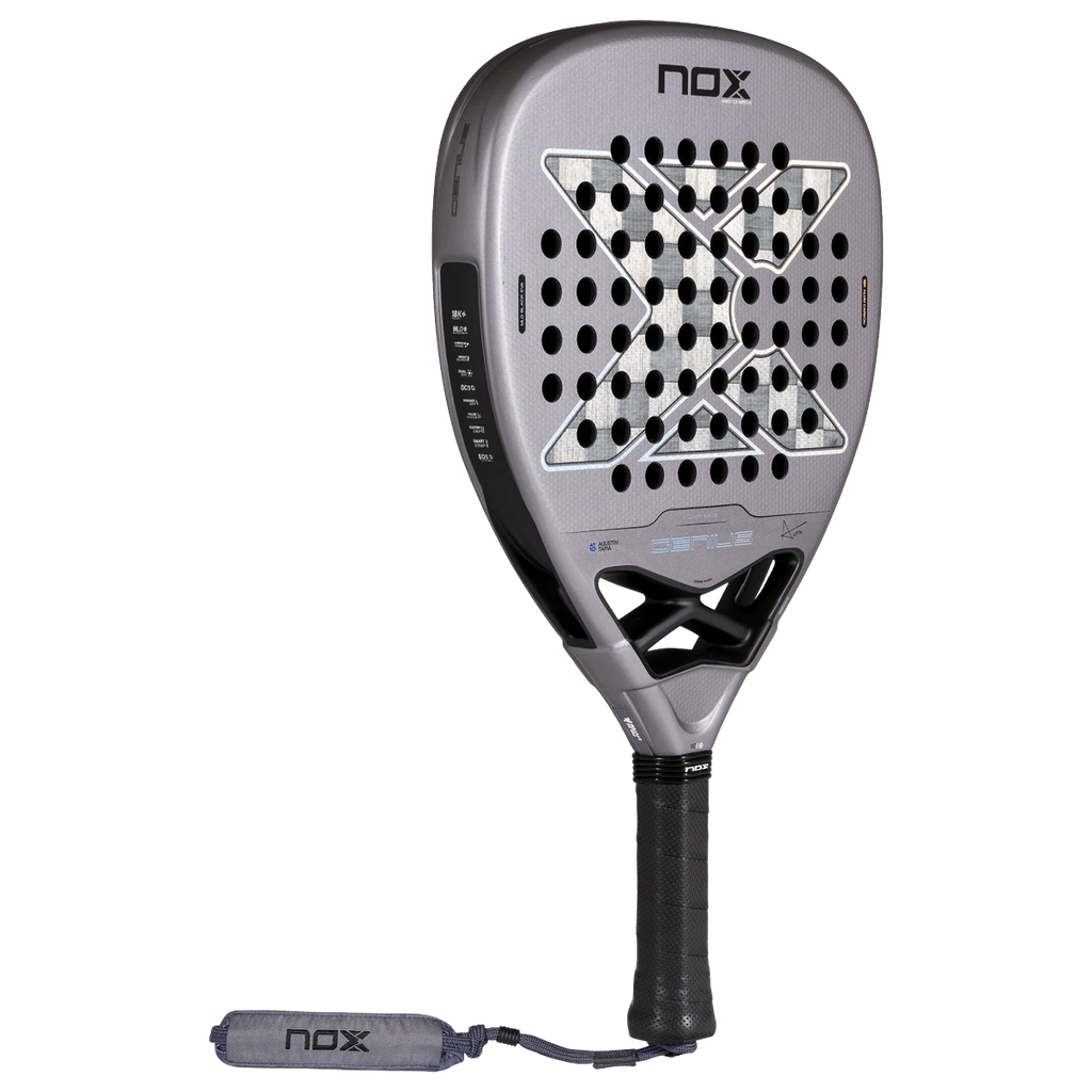 Pala de pádel NOX Genius Attack 18K Alum by Agustín Tapia 2027, vista 3/4