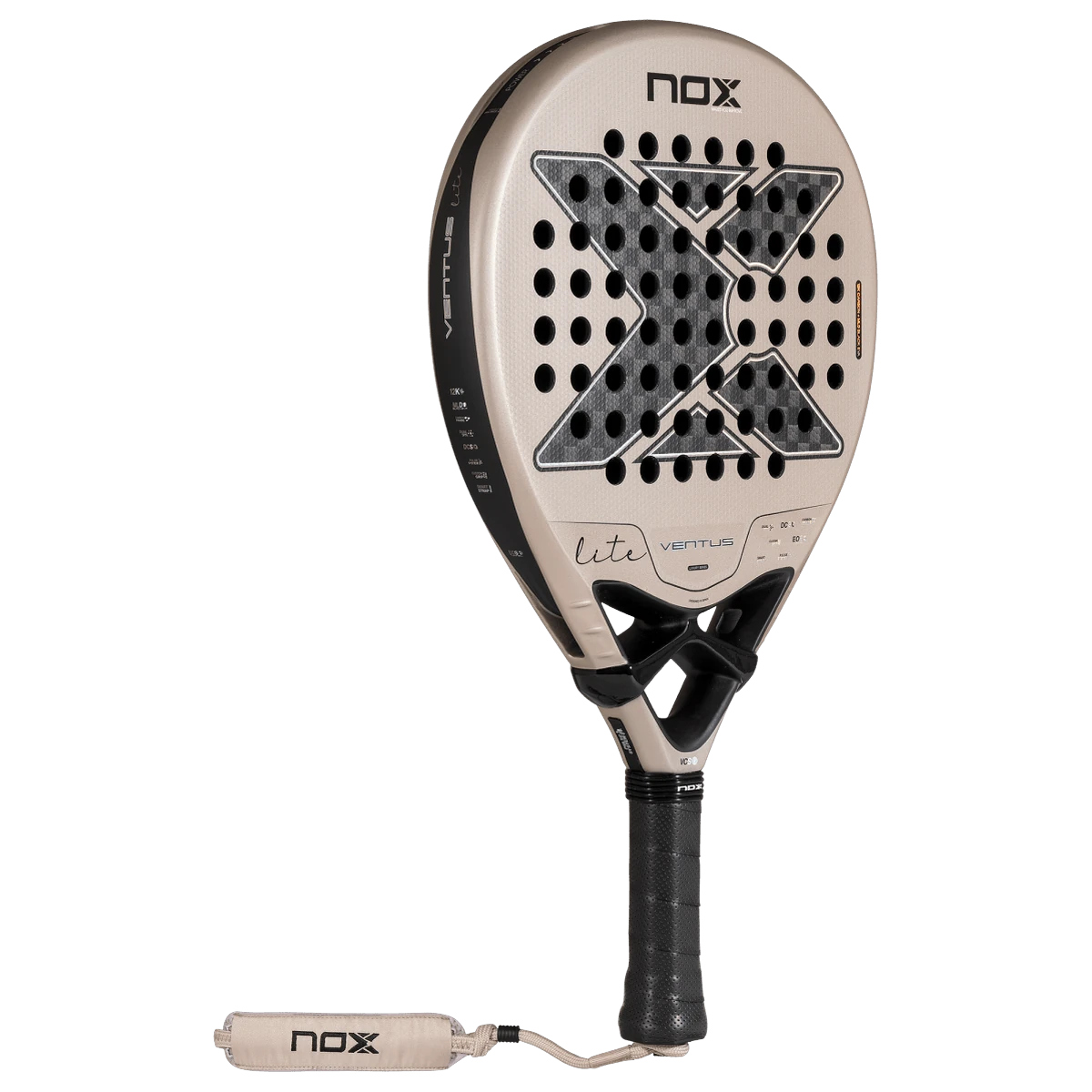 Pala de pádel NOX Ventus Hybrid 12K Lite 2027, vista 3/4