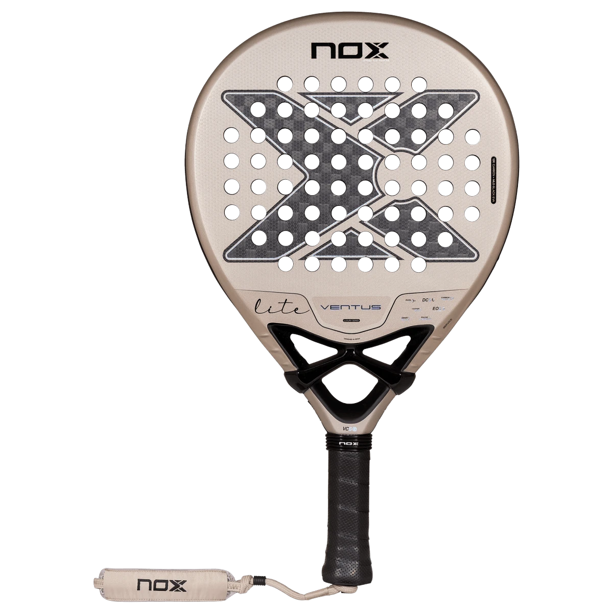 Pala de pádel NOX Ventus Hybrid 12K Lite 2027, vista frontal